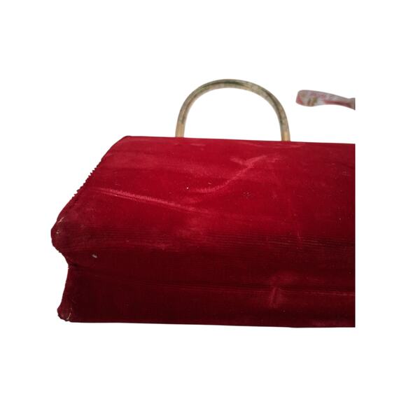 Vintage 1940's Lin Bren Womens Velvet Old Money Elegant Pull up Handle Purse - Picture 6 of 12